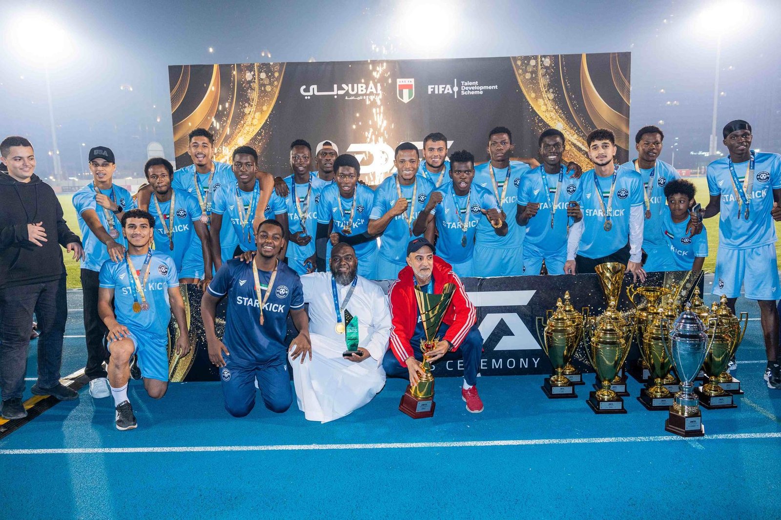 Star Kick FC with all their trophies at the DOFA 2026 Awards Ceremony